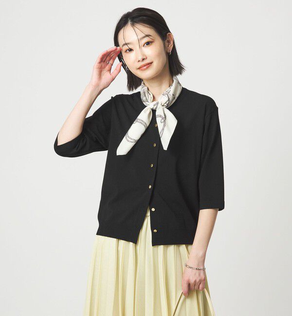 UNITED ARROWS green label relaxing「ハーフスリーブ ニット カーディガン ウォッシャブル 接触冷感 UVカット」|カーディガン|BLACK