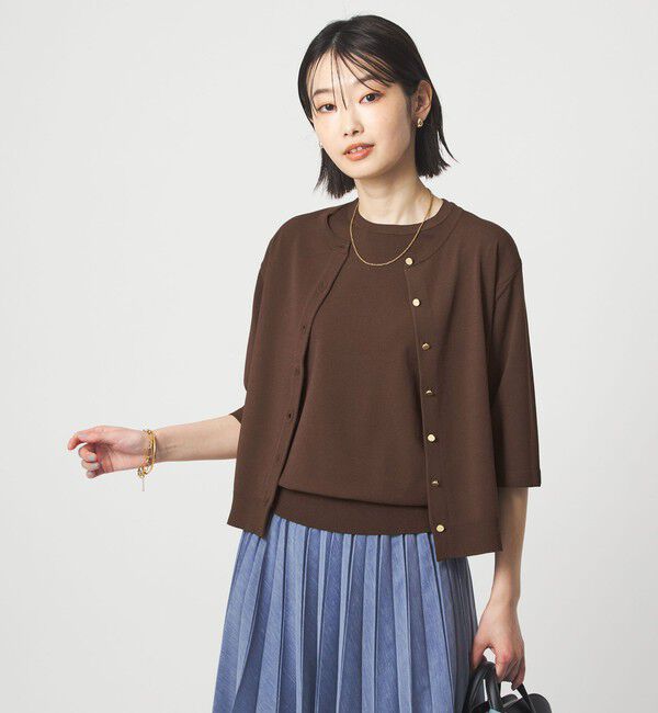 UNITED ARROWS green label relaxing「ハーフスリーブ ニット カーディガン ウォッシャブル 接触冷感 UVカット」|カーディガン|