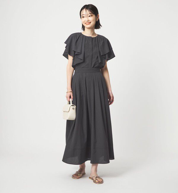 UNITED ARROWS green label relaxing「Breeze Cool タック スカート マシンウォッシャブル 通気性 UVカット」|フレア|