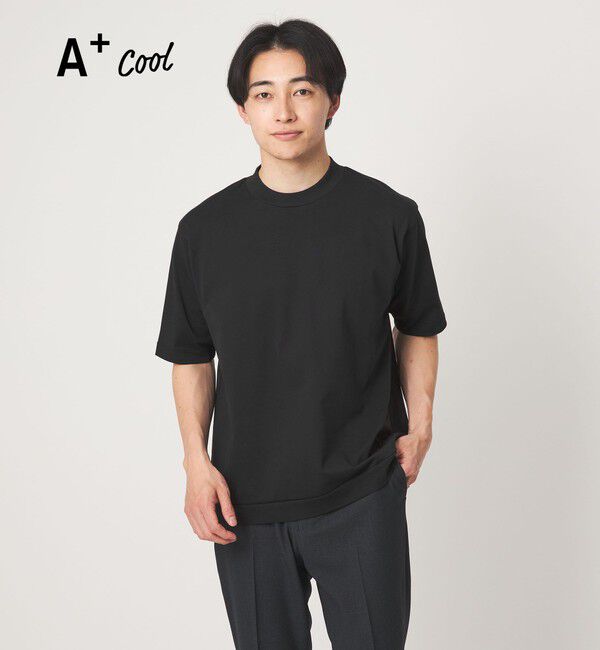 UNITED ARROWS green label relaxing「A+ COOL ビズ クルーネック カットソー Tシャツ -接触冷感・吸水速乾-」|Tシャツ・カットソー|BLACK