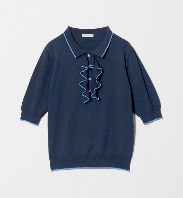 UNITED ARROWS green label relaxing「フリル ポロニット」|ニット・セーター|NAVY