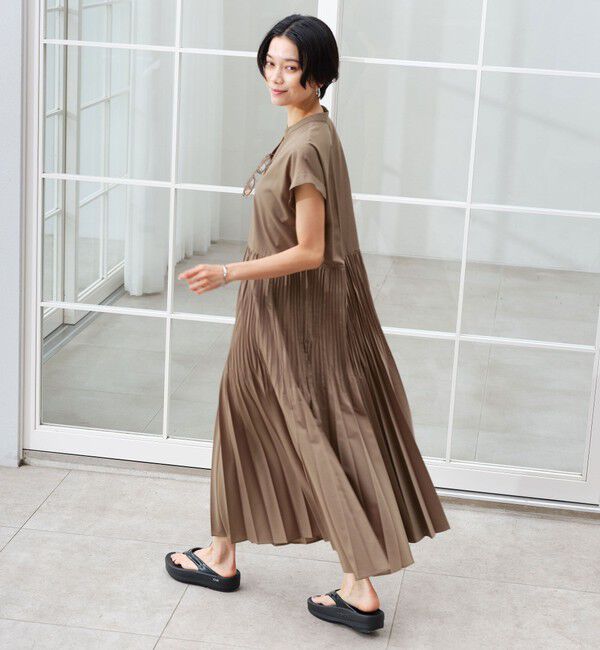 UNITED ARROWS green label relaxing「［size SHORT/TALLあり］全方位映えプリーツワンピ マシンウォッシャブル 吸水速乾」|ワンピース|