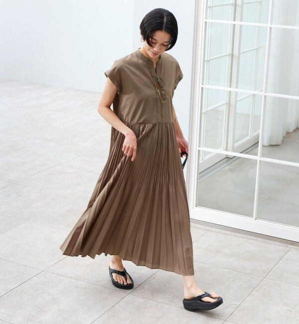 UNITED ARROWS green label relaxing「［size SHORT/TALLあり］全方位映えプリーツワンピ マシンウォッシャブル 吸水速乾」|ワンピース|
