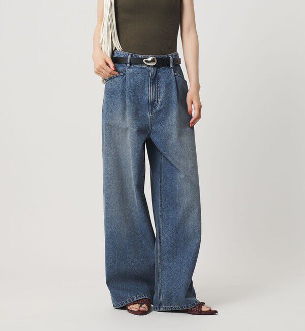 BEAUTY&YOUTH UNITED ARROWS「【WEB限定】タックワイド デニムパンツ」|デニム|NAVY
