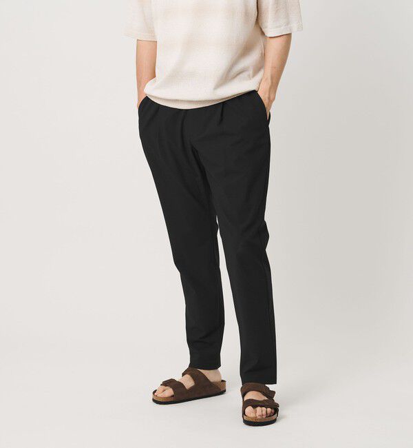 BEAUTY&YOUTH UNITED ARROWS「クールタッチ TR 1プリーツ イージーパンツ NO.5 ストレッチ 接触冷感」|チノ|BLACK