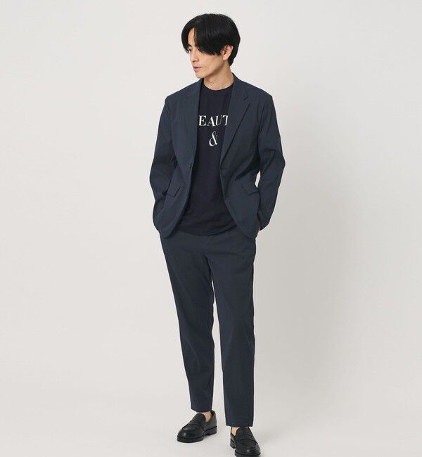 BEAUTY&YOUTH UNITED ARROWS「MIXTURE ナイロン 1プリーツ テーパード パンツ NO.5 ヨコストレッチ 撥水機能 ウォッシャブル セットアッ」|チノ|
