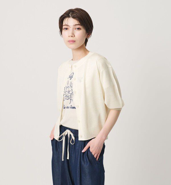 BEAUTY&YOUTH UNITED ARROWS「【WEB限定 Wardrobe DAILY MINIMAL】ハーフスリーブ シアーカーディガン ウォッシャブル」|カーディガン|