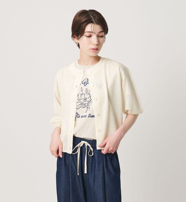 BEAUTY&YOUTH UNITED ARROWS「【WEB限定 Wardrobe DAILY MINIMAL】ハーフスリーブ シアーカーディガン ウォッシャブル」|カーディガン|