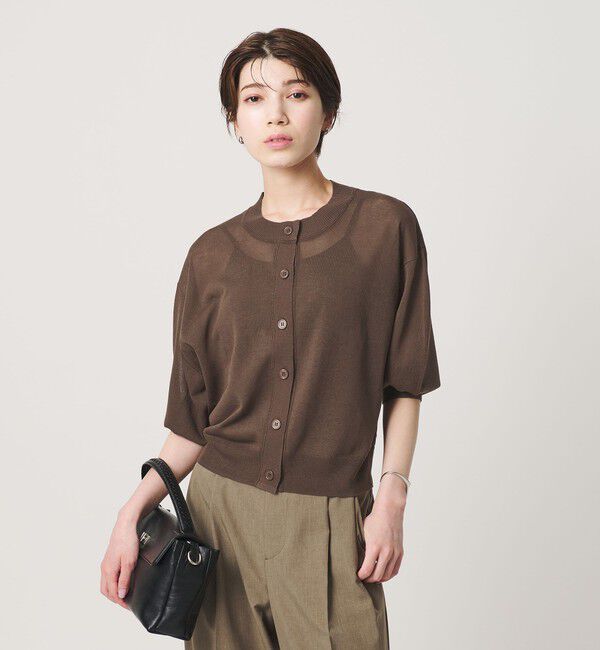 BEAUTY&YOUTH UNITED ARROWS「【WEB限定 Wardrobe DAILY MINIMAL】ハーフスリーブ シアーカーディガン ウォッシャブル」|カーディガン|