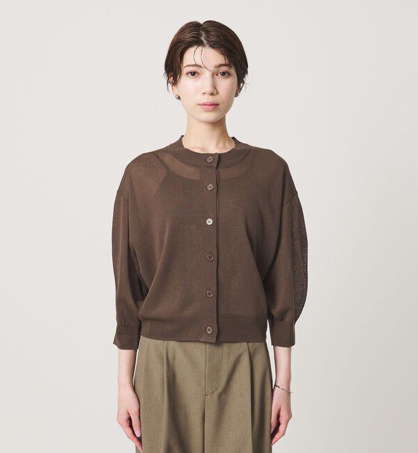 BEAUTY&YOUTH UNITED ARROWS「【WEB限定 Wardrobe DAILY MINIMAL】ハーフスリーブ シアーカーディガン ウォッシャブル」|カーディガン|