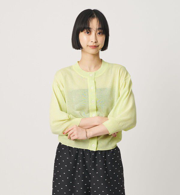 BEAUTY&YOUTH UNITED ARROWS「【WEB限定 Wardrobe DAILY MINIMAL】ハーフスリーブ シアーカーディガン ウォッシャブル」|カーディガン|
