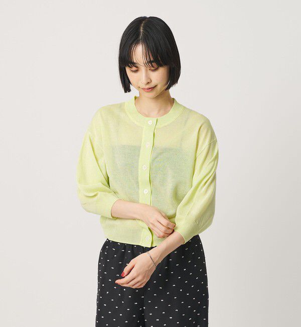 BEAUTY&YOUTH UNITED ARROWS「【WEB限定 Wardrobe DAILY MINIMAL】ハーフスリーブ シアーカーディガン ウォッシャブル」|カーディガン|