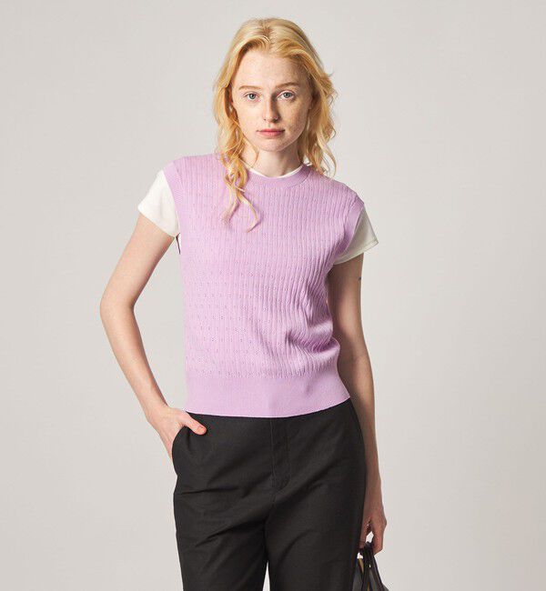 STEVEN ALAN「＜Steven Alan＞アイレット リブ ベスト」|ニット・セーター|PINK