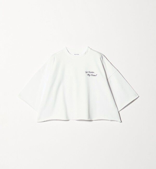 UNITED ARROWS「＜SACRA＞ハーフスリーブ クロップド メッセージ Tシャツ」|Tシャツ・カットソー|