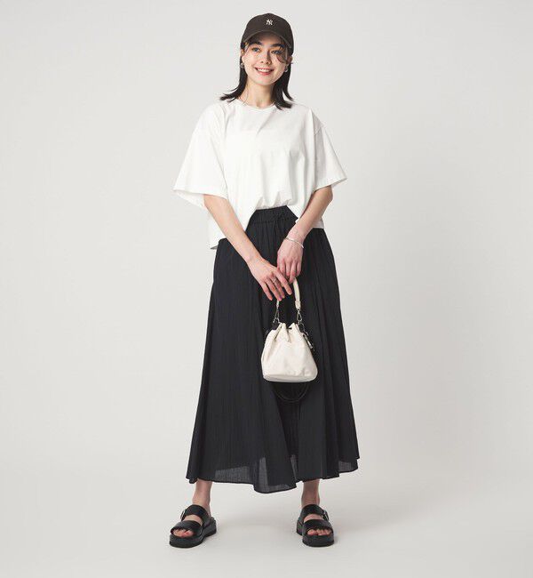 UNITED ARROWS green label relaxing「＜スタイリスト兵藤千尋さんコラボ＞クロップド ワイド Tシャツ UVカット」|Tシャツ・カットソー|