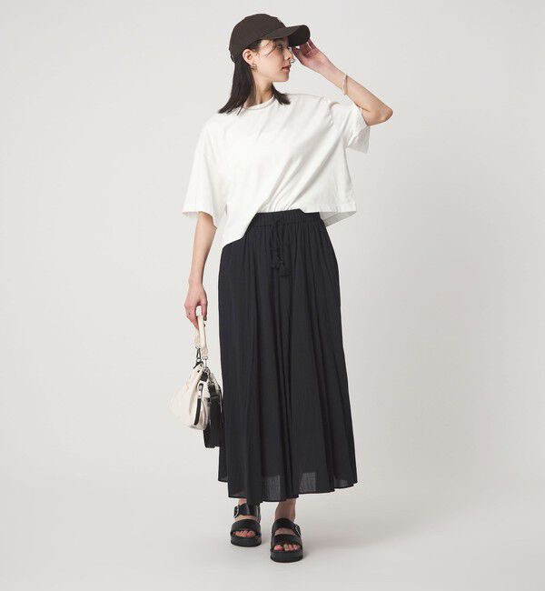UNITED ARROWS green label relaxing「＜スタイリスト兵藤千尋さんコラボ＞クロップド ワイド Tシャツ UVカット」|Tシャツ・カットソー|