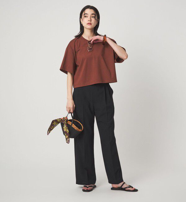 UNITED ARROWS green label relaxing「＜スタイリスト兵藤千尋さんコラボ＞クロップド ワイド Tシャツ UVカット」|Tシャツ・カットソー|
