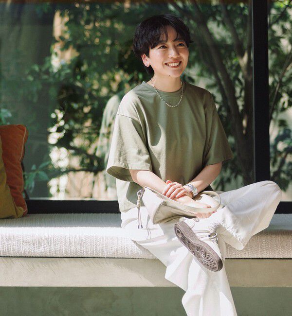 UNITED ARROWS green label relaxing「＜スタイリスト兵藤千尋さんコラボ＞クロップド ワイド Tシャツ UVカット」|Tシャツ・カットソー|
