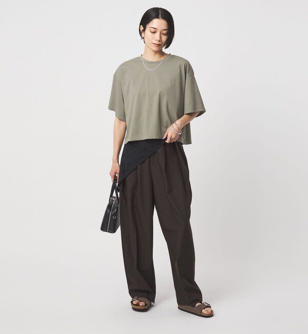UNITED ARROWS green label relaxing「＜スタイリスト兵藤千尋さんコラボ＞クロップド ワイド Tシャツ UVカット」|Tシャツ・カットソー|