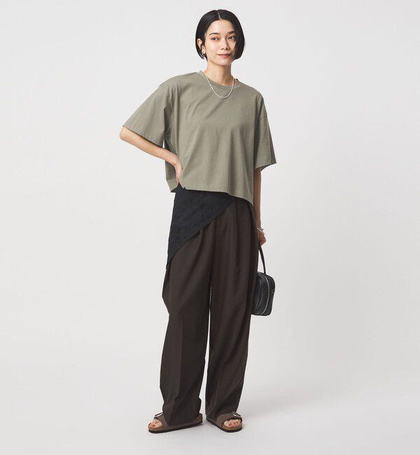 UNITED ARROWS green label relaxing「＜スタイリスト兵藤千尋さんコラボ＞クロップド ワイド Tシャツ UVカット」|Tシャツ・カットソー|