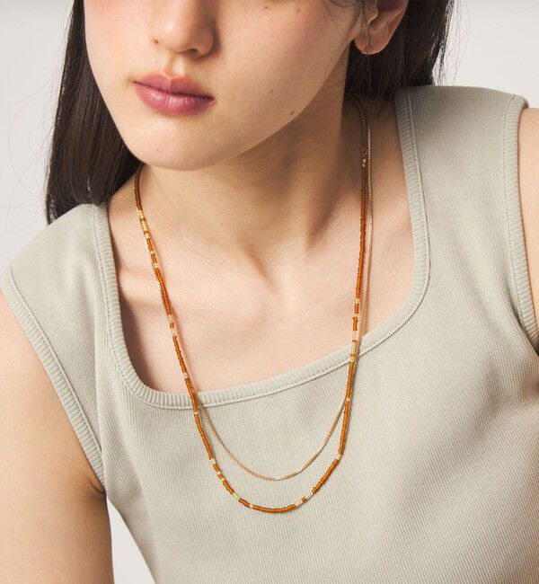 UNITED ARROWS green label relaxing「3WAY ビーズ＆チェーン 2連ネックレス」|ネックレス|MD.BROWN