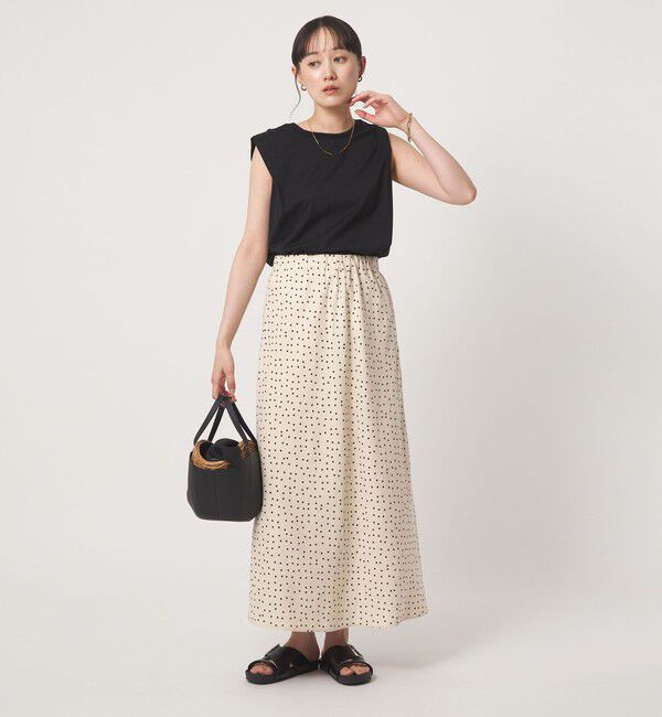 UNITED ARROWS green label relaxing「BREEZE LINEN ブリーズリネン ナロー スカート ドット」|フレア|