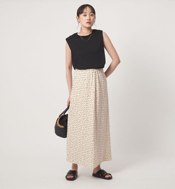 UNITED ARROWS green label relaxing「BREEZE LINEN ブリーズリネン ナロー スカート ドット」|フレア|