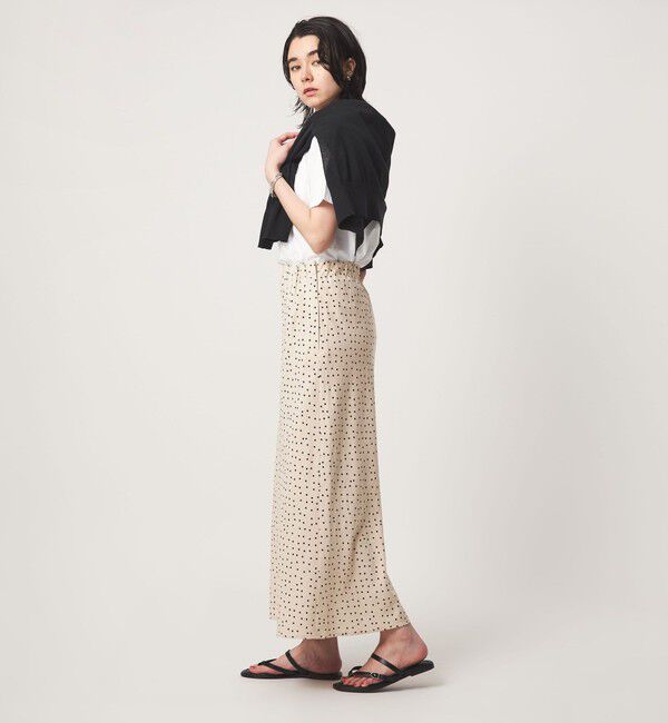 UNITED ARROWS green label relaxing「BREEZE LINEN ブリーズリネン ナロー スカート ドット」|フレア|