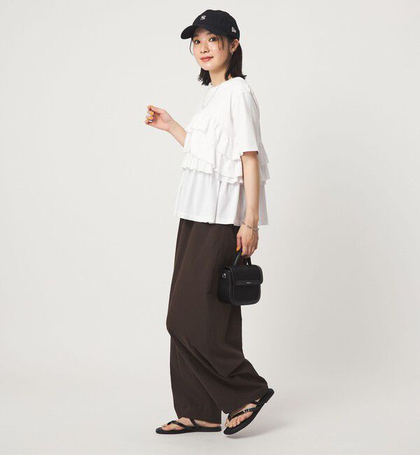 UNITED ARROWS green label relaxing「【WEB限定】＜at ease＞フロント フリル ショートスリーブ カットソー」|Tシャツ・カットソー|