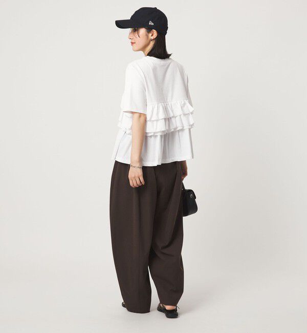 UNITED ARROWS green label relaxing「【WEB限定】＜at ease＞フロント フリル ショートスリーブ カットソー」|Tシャツ・カットソー|