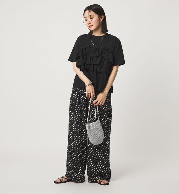 UNITED ARROWS green label relaxing「【WEB限定】＜at ease＞フロント フリル ショートスリーブ カットソー」|Tシャツ・カットソー|