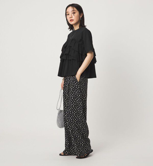 UNITED ARROWS green label relaxing「【WEB限定】＜at ease＞フロント フリル ショートスリーブ カットソー」|Tシャツ・カットソー|