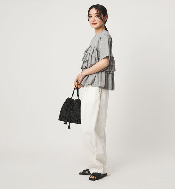 UNITED ARROWS green label relaxing「【WEB限定】＜at ease＞フロント フリル ショートスリーブ カットソー」|Tシャツ・カットソー|