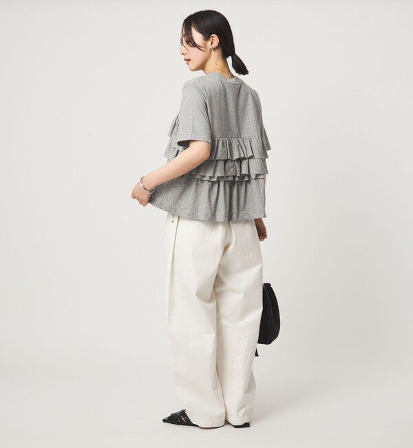 UNITED ARROWS green label relaxing「【WEB限定】＜at ease＞フロント フリル ショートスリーブ カットソー」|Tシャツ・カットソー|