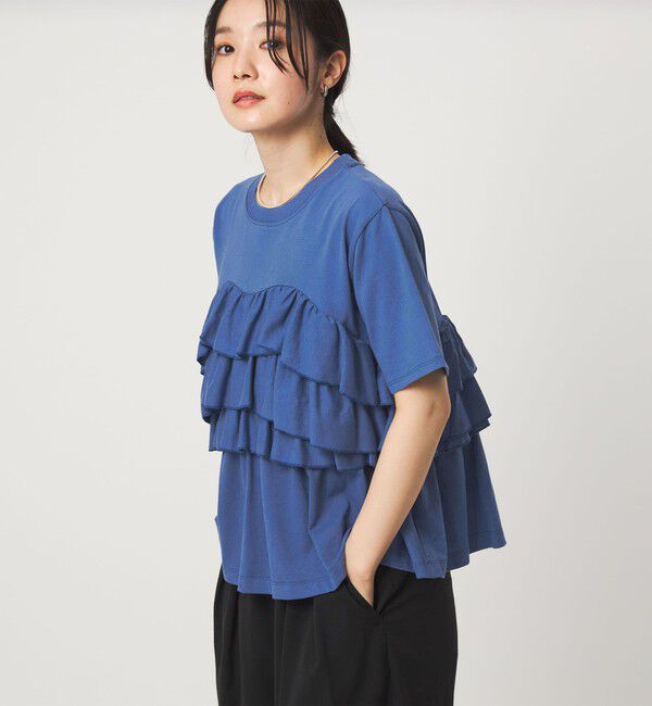 UNITED ARROWS green label relaxing「【WEB限定】＜at ease＞フロント フリル ショートスリーブ カットソー」|Tシャツ・カットソー|