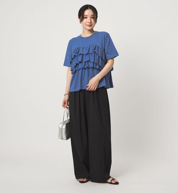UNITED ARROWS green label relaxing「【WEB限定】＜at ease＞フロント フリル ショートスリーブ カットソー」|Tシャツ・カットソー|