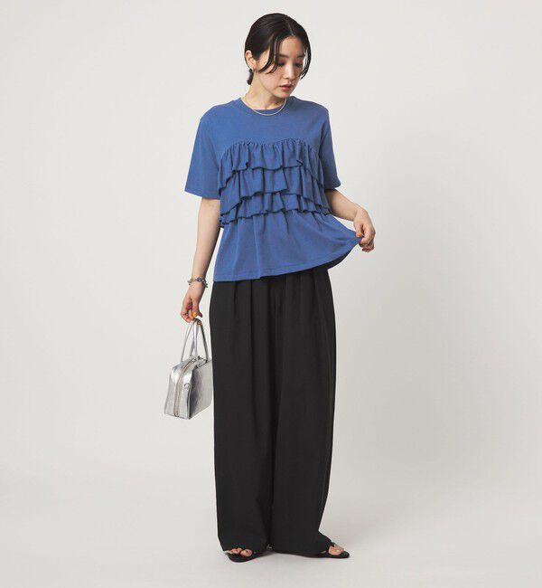 UNITED ARROWS green label relaxing「【WEB限定】＜at ease＞フロント フリル ショートスリーブ カットソー」|Tシャツ・カットソー|