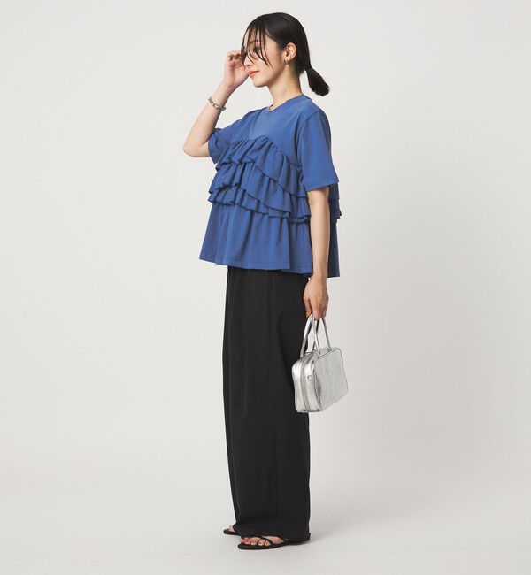 UNITED ARROWS green label relaxing「【WEB限定】＜at ease＞フロント フリル ショートスリーブ カットソー」|Tシャツ・カットソー|