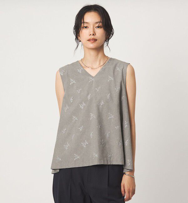 UNITED ARROWS green label relaxing「ラメ エンブロイダリー ノースリーブ ブラウス」|シャツ・ブラウス|