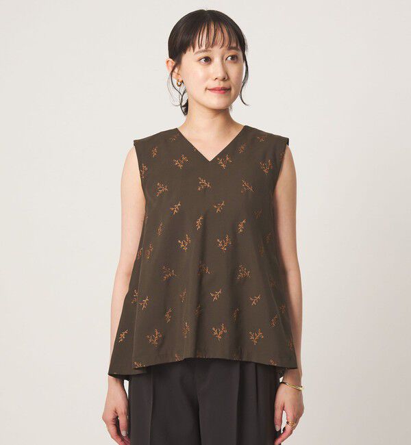 UNITED ARROWS green label relaxing「ラメ エンブロイダリー ノースリーブ ブラウス」|シャツ・ブラウス|