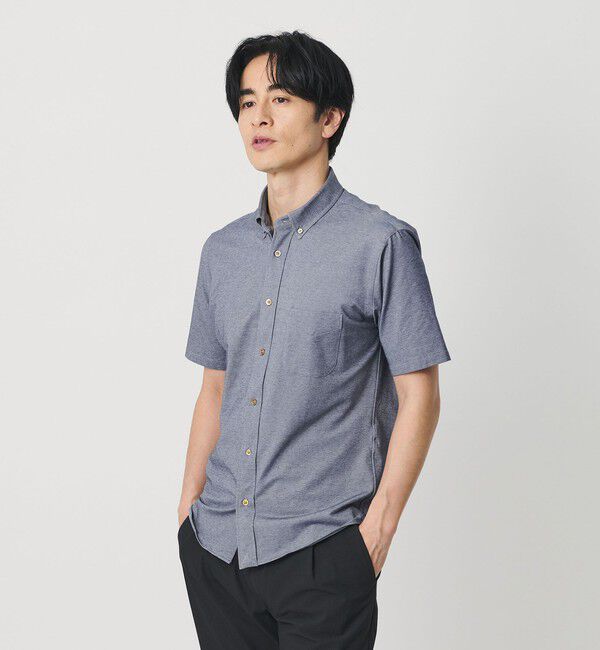 BEAUTY&YOUTH UNITED ARROWS「クイック ストレッチ シャンブレー ボタンダウン 半袖シャツ SLIM型 吸水速乾機能付き」|シャツ・ブラウス|COBALT