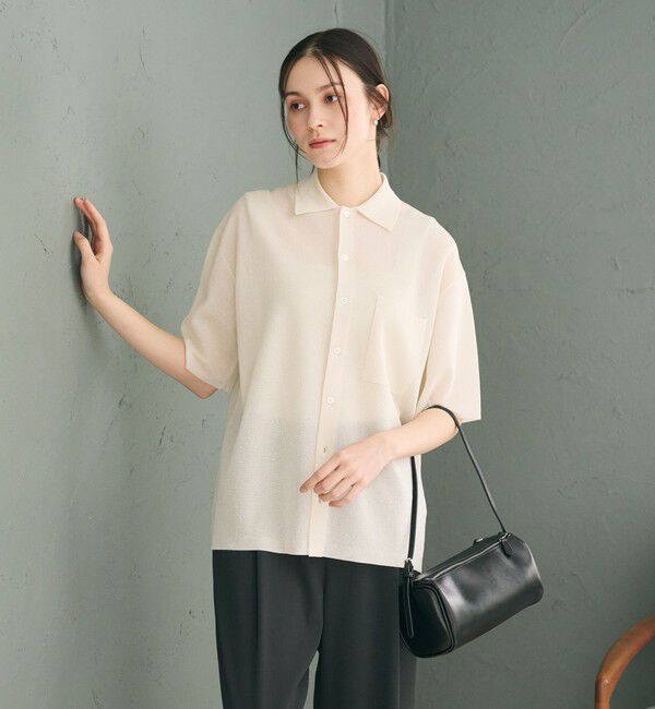 BEAUTY&YOUTH UNITED ARROWS「ミラノリブ ショートスリーブ シャツカーディガン ウォッシャブル」|カーディガン|