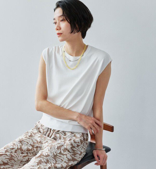 UNITED ARROWS green label relaxing「フレンチスリーブ ニット ウォッシャブル 接触冷感 UVカット」|ニット・セーター|