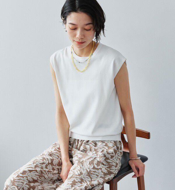 UNITED ARROWS green label relaxing「フレンチスリーブ ニット ウォッシャブル 接触冷感 UVカット」|ニット・セーター|