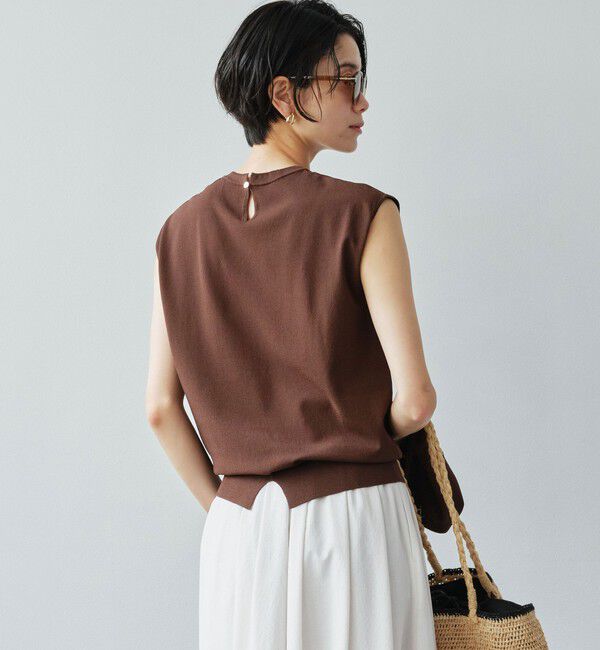 UNITED ARROWS green label relaxing「フレンチスリーブ ニット ウォッシャブル 接触冷感 UVカット」|ニット・セーター|