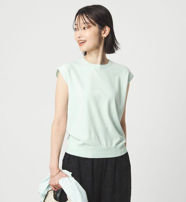 UNITED ARROWS green label relaxing「フレンチスリーブ ニット ウォッシャブル 接触冷感 UVカット」|ニット・セーター|LIME