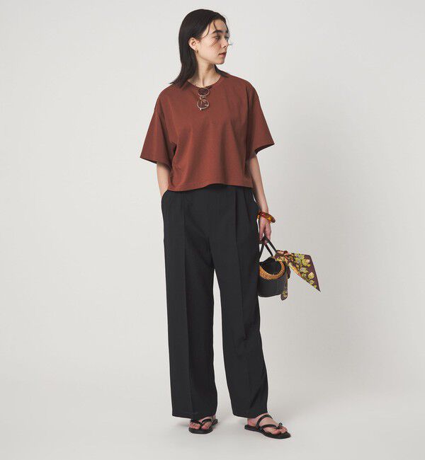 UNITED ARROWS green label relaxing「＜スタイリスト兵藤千尋さんコラボ＞クロップド ワイド Tシャツ UVカット」|Tシャツ・カットソー|