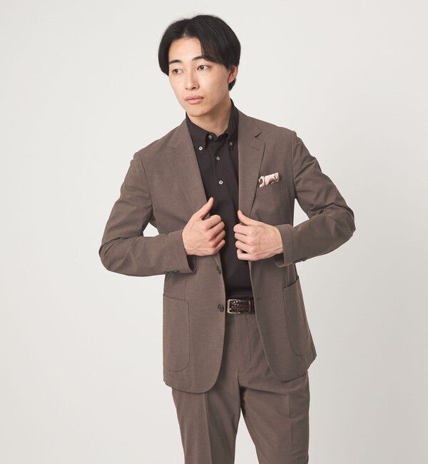 UNITED ARROWS green label relaxing「A+ ポリエステル ピンヘッド 2B スタンダード 2P セットアップジャケット -ウォッシャブル・ストレッチ・撥」|テーラードジャケット|MD.BROWN