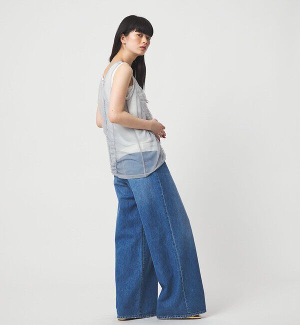 EMMEL REFINES「＜EMMEL REFINES＞EM フリルギャザー チュールレイヤー ノースリーブ」|Tシャツ・カットソー|