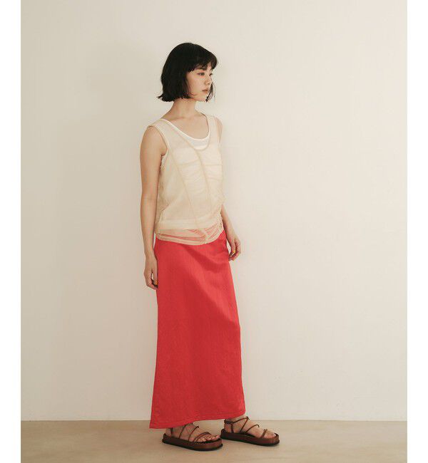 EMMEL REFINES「＜EMMEL REFINES＞EM フリルギャザー チュールレイヤー ノースリーブ」|Tシャツ・カットソー|